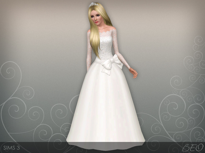 Wedding dress 45 V2 for Sims 3 by BEO
